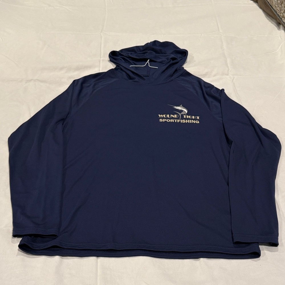 Men's Navy Long-Sleeve Hooded Shirt